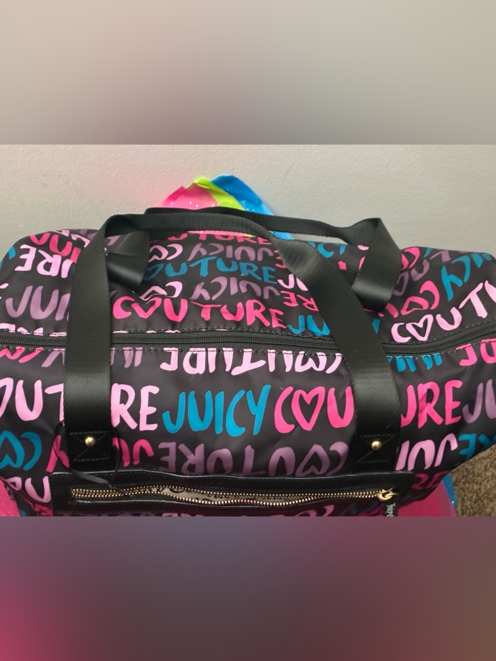 Juicy couture Love Letter duffle. Big juicy tote. Black background - Picture 10 of 11